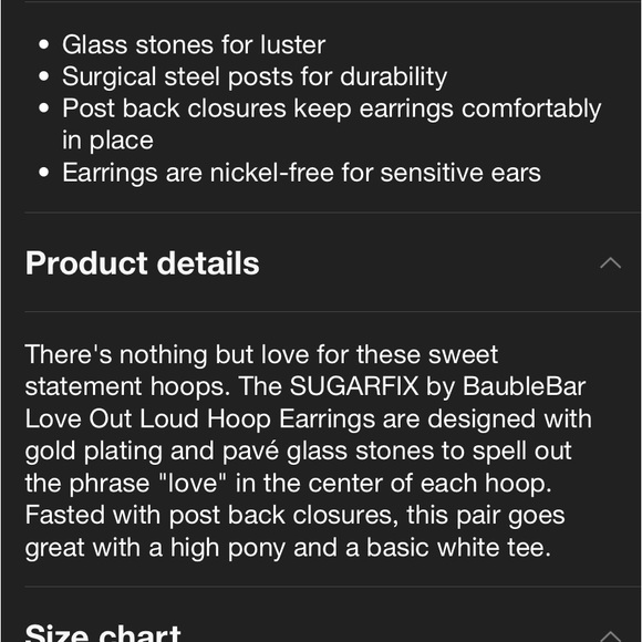 Sugarfix BaubleBar "Love Out Loud"
Hoop Statement Earrings - Gold Valentine NWT - Picture 3 of 5